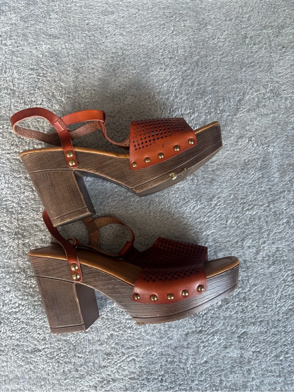 Platform Sandals Boho Y2K Leather Look Block Heel Festival